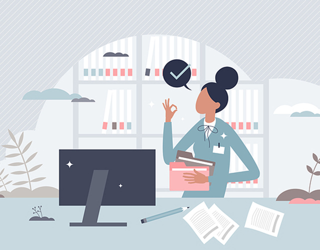 vector image of receptionist in office